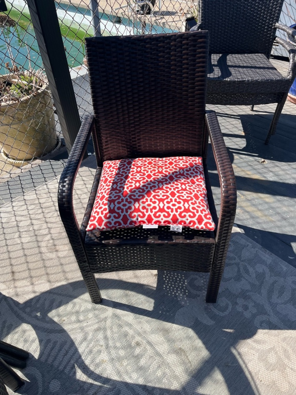 Outdoor Chair Cushion in Red and White Set of 4
